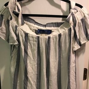 Blue Rain Off-Shoulder Top